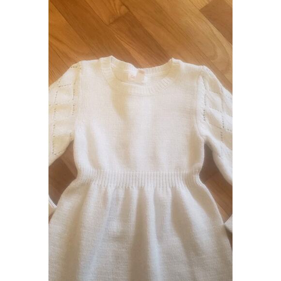 Cat & Jack Girls White Sweater Dress Size 3T Cable Knit Sparkle Long Sleeve - Picture 3 of 8
